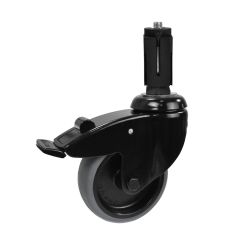 Swivel Wheel Black with brake 100 mm incl. expander 33,7 mm